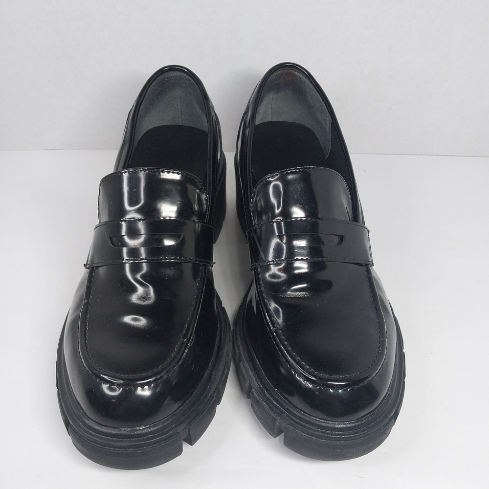 Sincerely Jules Dylan Size 9 Glossy Black 90s Y2k style Chunky Lug Loafer shoes - Picture 2 of 11